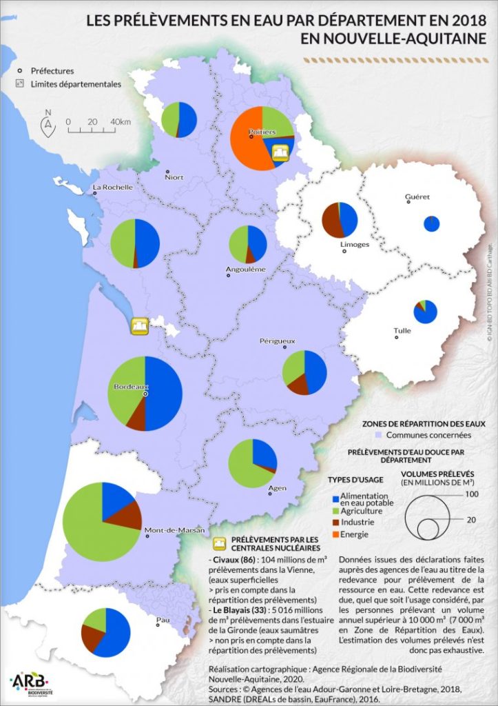 Carte L’eau au service de plusieurs usages Nouvelle Aquitaine